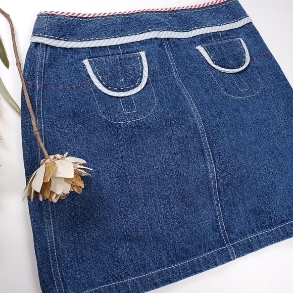 New Etcetera Blue Jean Denim Candy Cane Button Front Size 8 - Picture 4 of 13